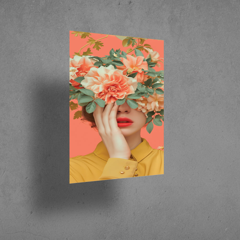 Faceless woman with flowers