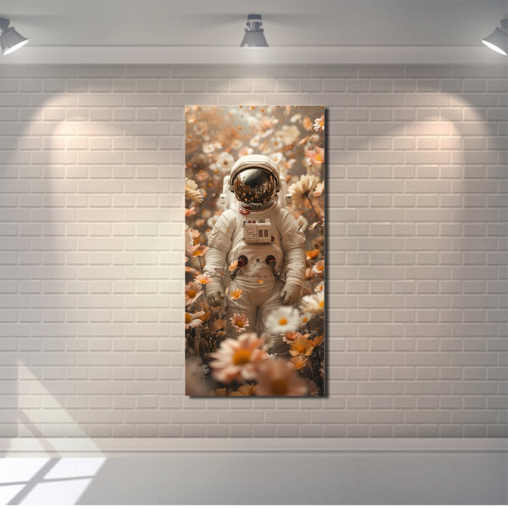 Astronaut In Space with Sunflowers