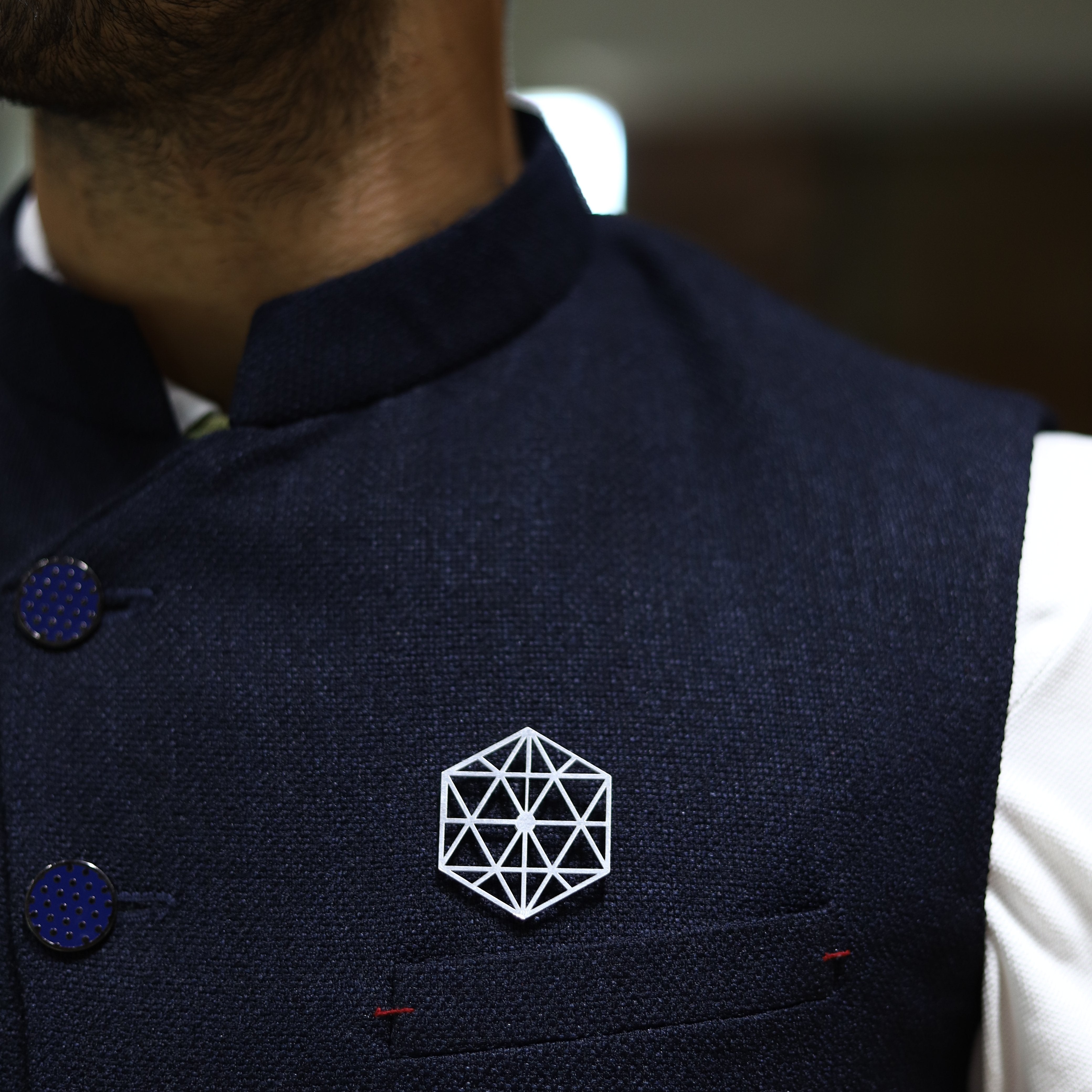 Hexagon Metal Brooch