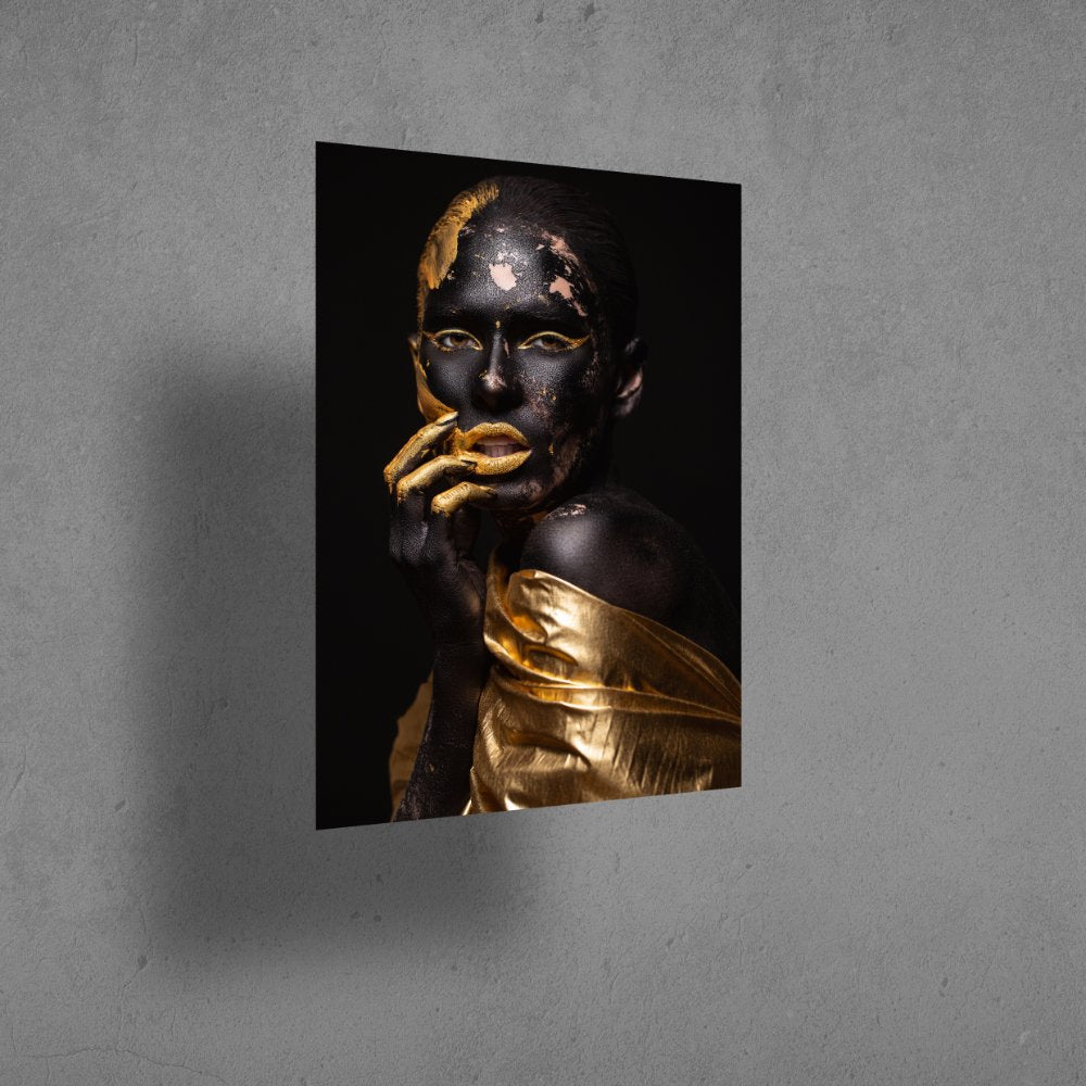 Black African Golden Clothing Painting on Canvas Golden Makeup