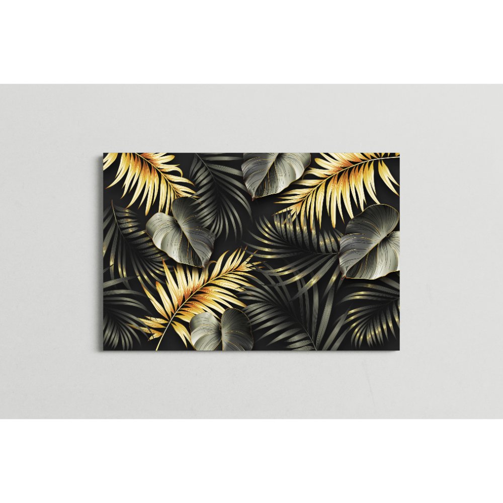 Black Palm Leaf Monstera Plant Tropical Mural