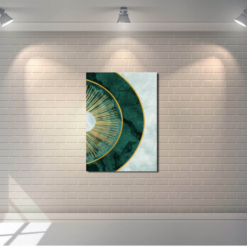 Gold And Green Sunburst Canvas Print