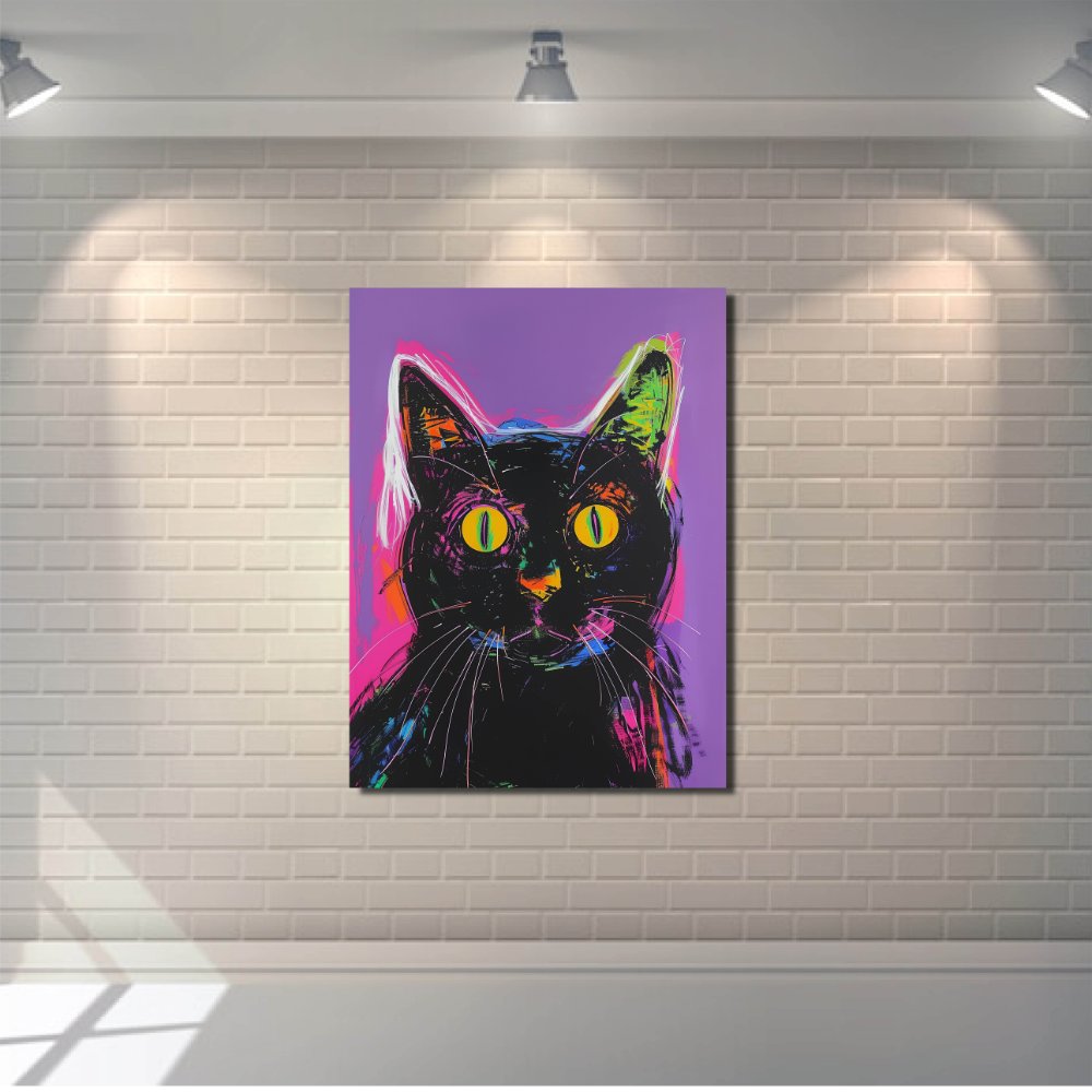 Cat On Purple Canvas