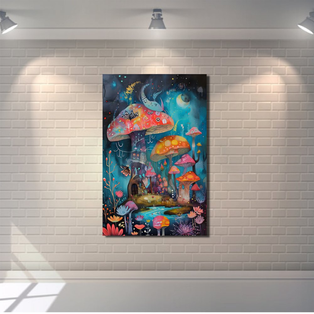 Mushrooms In The Night Canvas Print